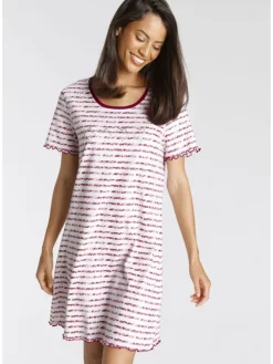 Sleepshirt in pink-rot-gestreift