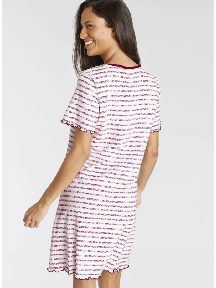 Sleepshirt in pink-rot-gestreift