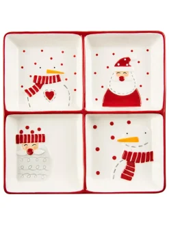 Snackschale "Snowman" in Weiß/ Rot - (B)20 x (H)20 cm