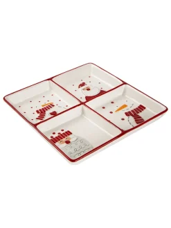 Snackschale "Snowman" in Weiß/ Rot - (B)20 x (H)20 cm