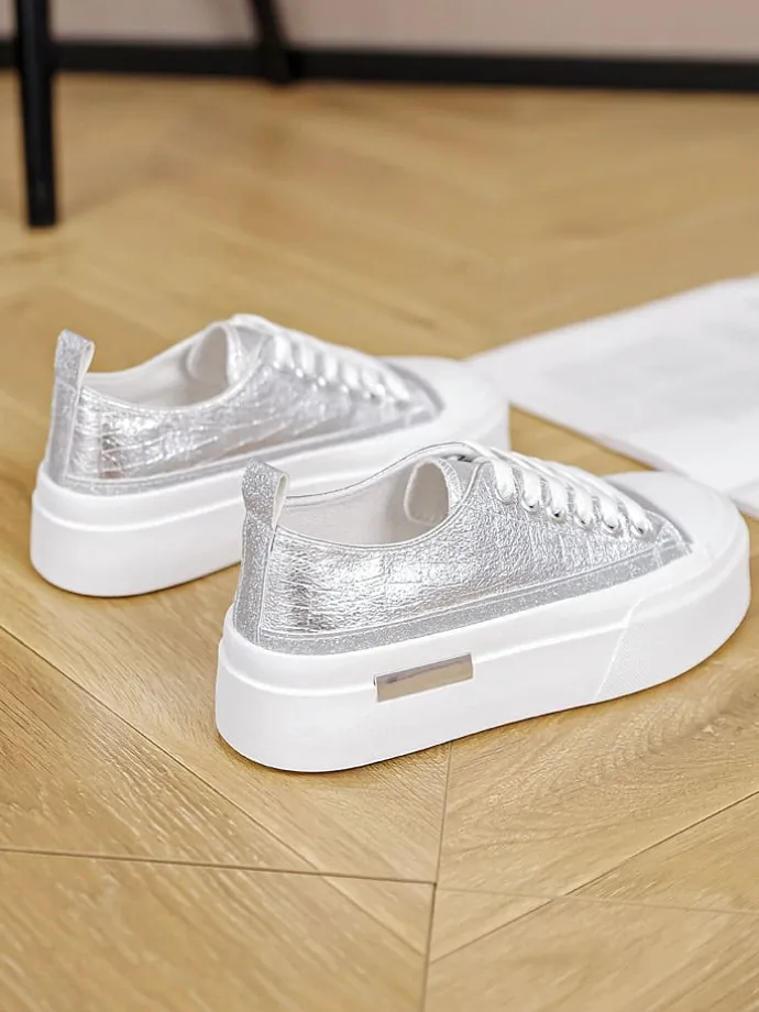 Sneakers in Silber/ Weiß