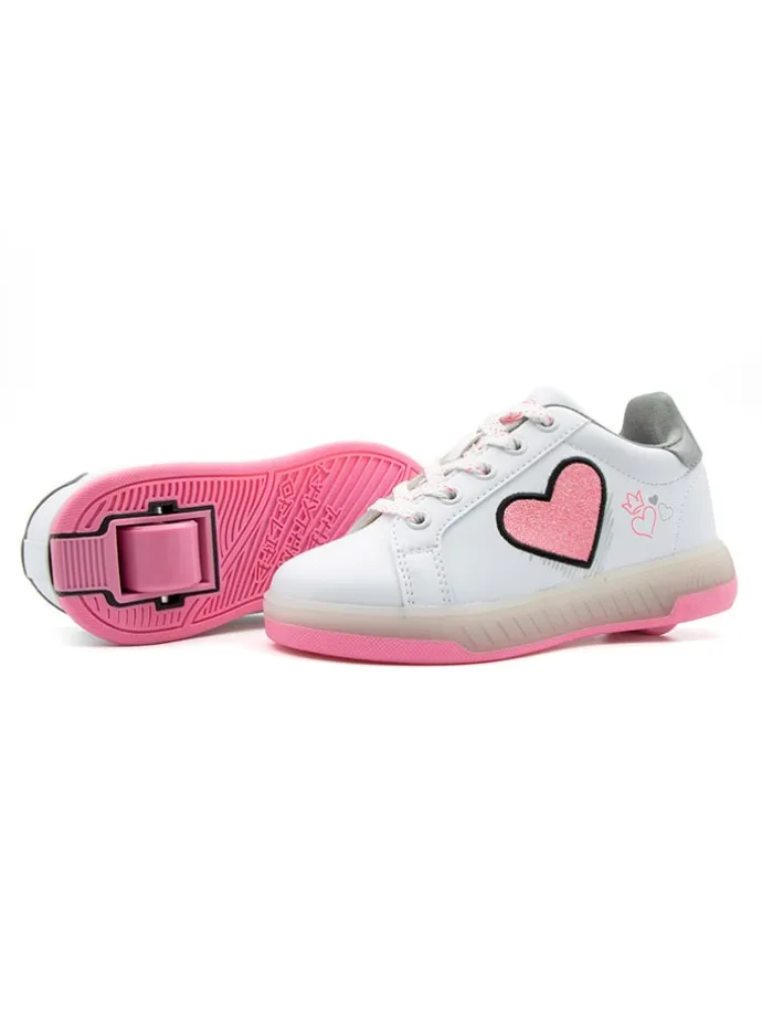 Sneakers mit Rollen in Weiß/ Rosa