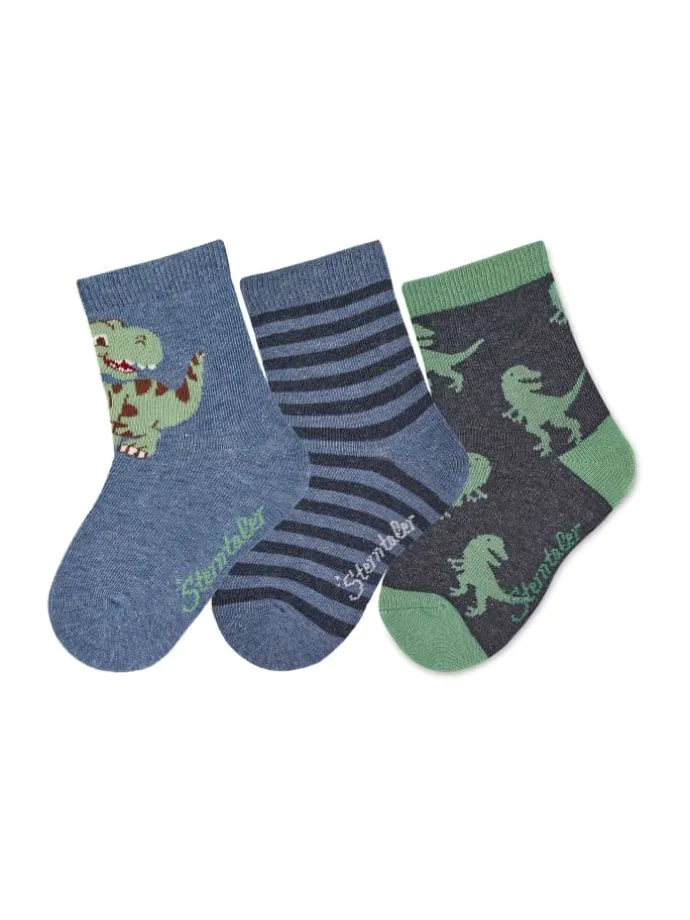 Socken 3er-Pack Dino in ecru