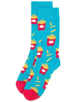 Socken in Hellblau/ Rot