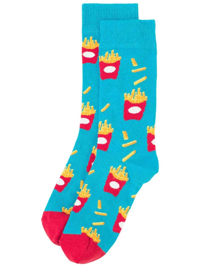 Socken in Hellblau/ Rot