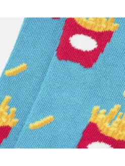Socken in Hellblau/ Rot