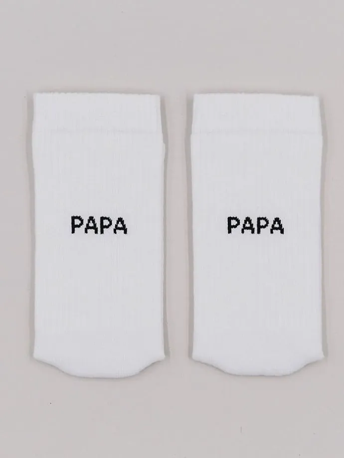 Socken "Papa" in Weiß