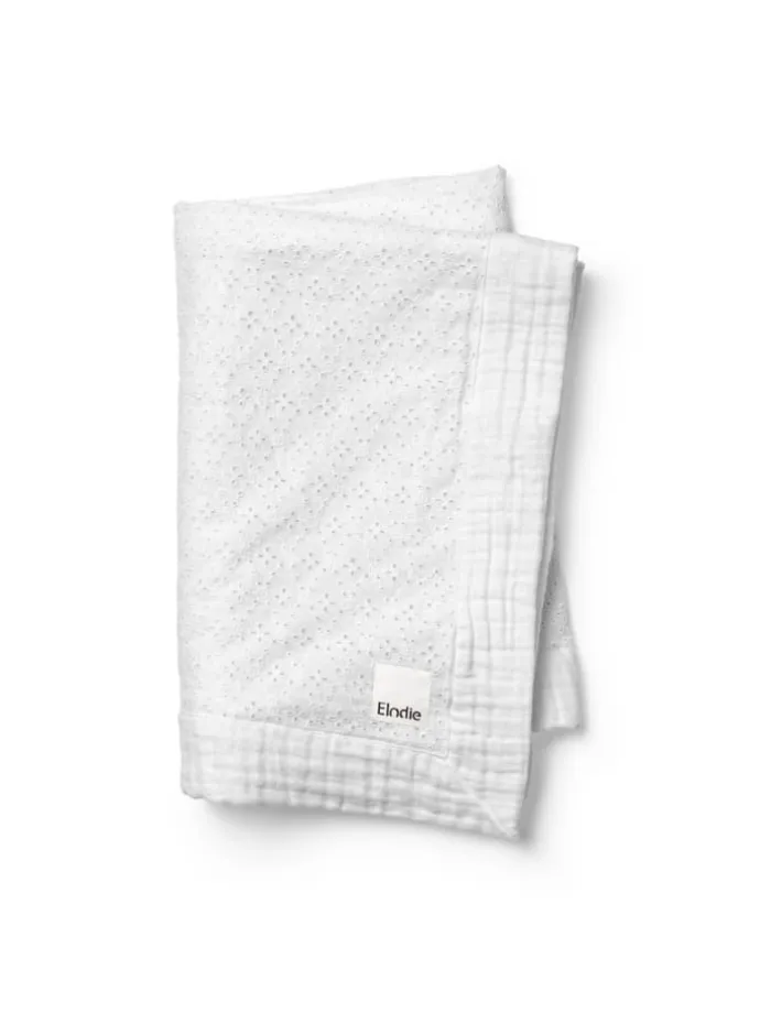 Soft Cotton Decke - Embroidery Anglaise, 100x75cm, in Weiß