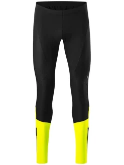 Softshell-Fahrradleggings "Essential" in Schwarz/ Gelb