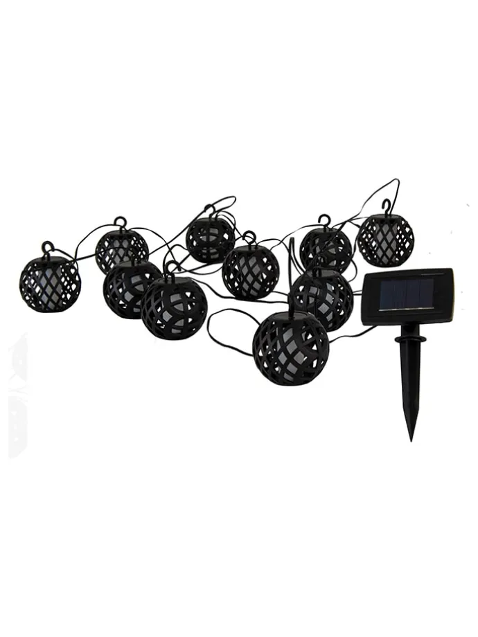 Solar-Kugellicherkette "Fogo" in Schwarz - (L)48,5 cm