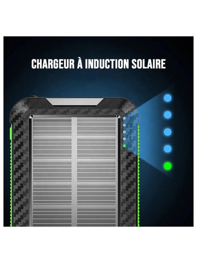 Solar-Powerbank in Schwarz/ Grün - 20.000 mAh