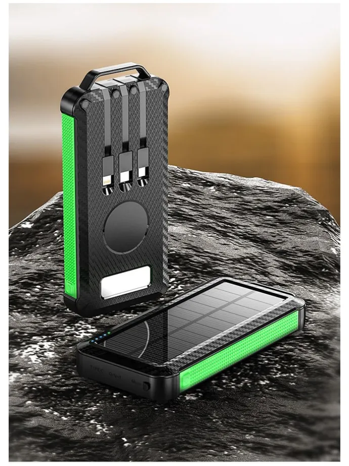 Solar-Powerbank in Schwarz/ Grün - 20.000 mAh