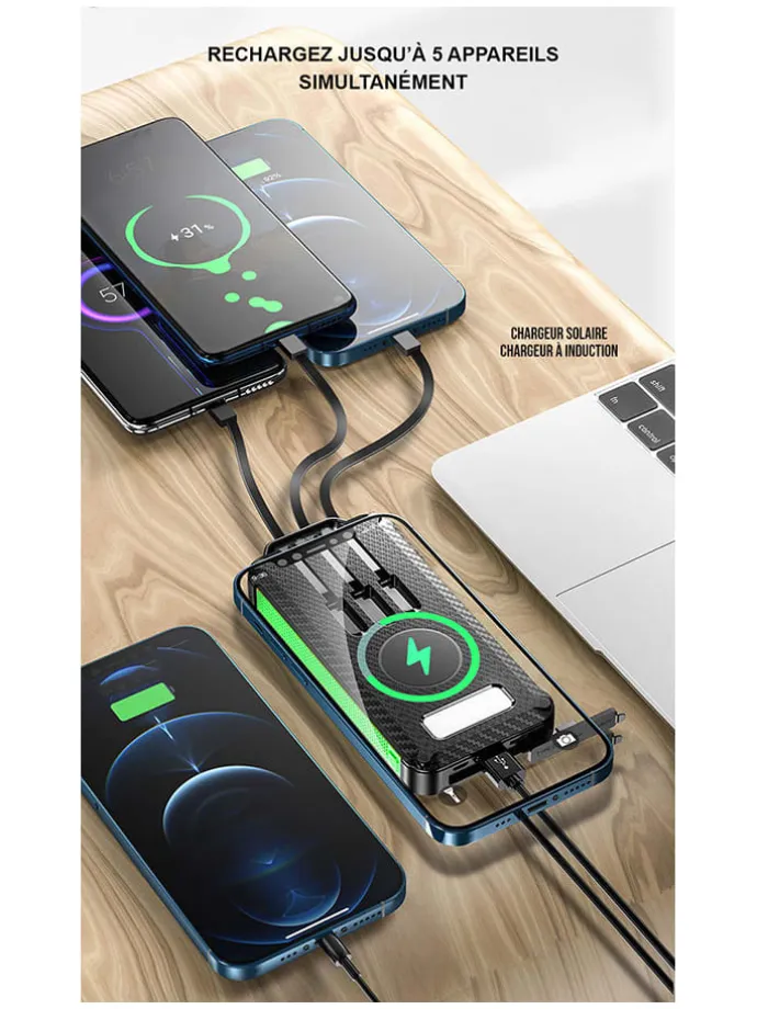 Solar-Powerbank in Schwarz/ Grün - 20.000 mAh