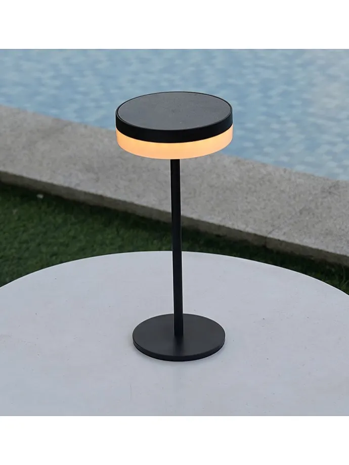 Solar-Tischleuchte "Vivia Mini" in Schwarz - (H)27,2 x Ø 15,5 cm