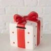 Spardose "Gift" in Weiß/ Rot - (H)10,5 cm