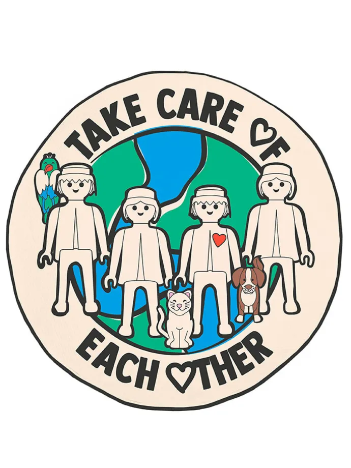 Spieldecke "Take Care" in Beige/ Blau/ Grün - Ø 120 cm
