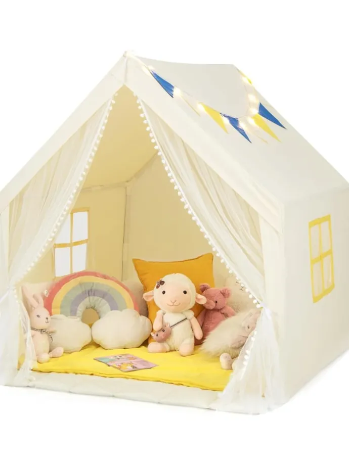 Spielhaus mit Sternenlichtern in Beige
