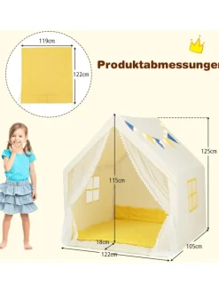 Spielhaus mit Sternenlichtern in Beige