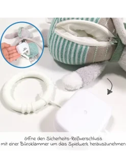 Spieluhr / Einschlafhilfe 22 cm - Esel in grau,gruen