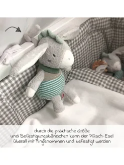 Spieluhr / Einschlafhilfe 22 cm - Esel in grau,gruen