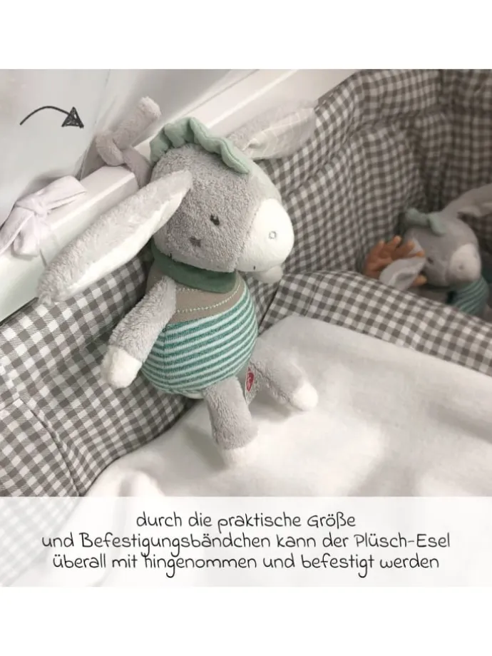 Spieluhr / Einschlafhilfe 22 cm - Esel in grau,gruen