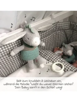 Spieluhr / Einschlafhilfe 22 cm - Esel in grau,gruen
