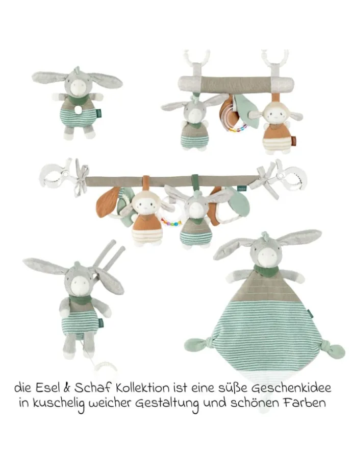 Spieluhr / Einschlafhilfe 22 cm - Esel in grau,gruen