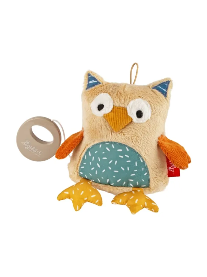Spieluhr Eule Baby Geschenk in beige