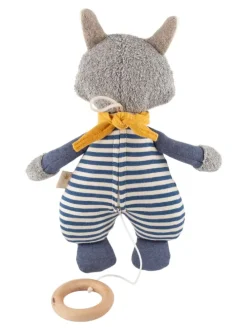 Spieluhr Waschbär Baby Geschenk in grau