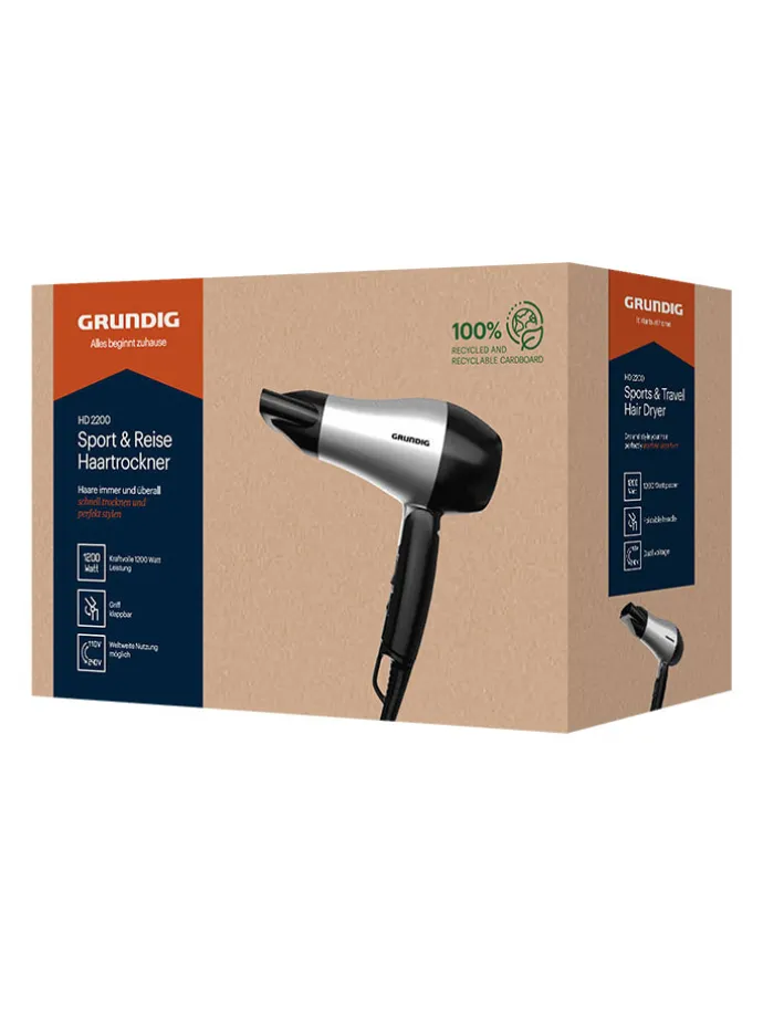 Sport- & Reisehaartrockner "HD 2200" in Silber/ Schwarz