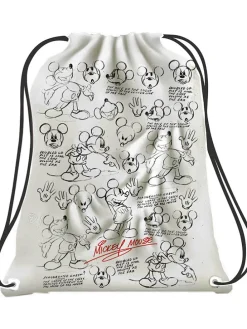 Sportbeutel "Mickey Mouse" in Weiß/ Schwarz - (L)34 x (H)44 x (T)2 cm