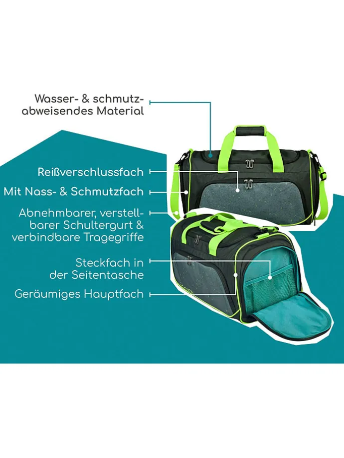Sporttasche "BOOM!" in Anthrazit/ Schwarz - (L)43,5 x (H)26 x (T)24 cm