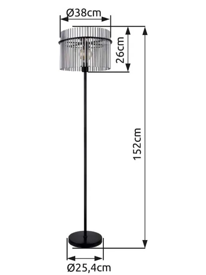 Standleuchte "Gorley" in Schwarz/ Grau - (H)152 cm
