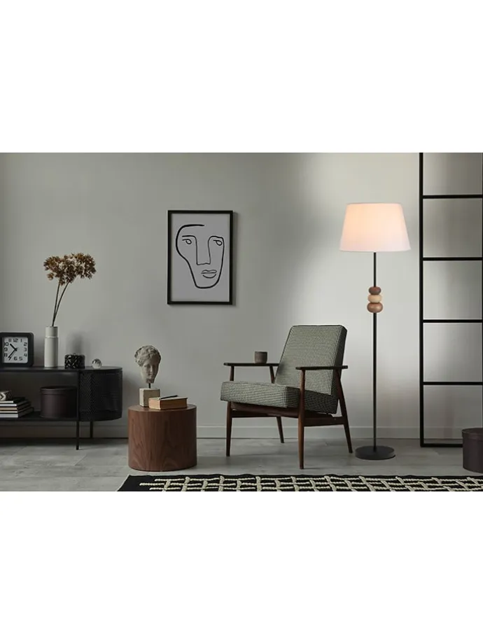 Standleuchte in Schwarz/ Braun/ Grau - (H)155 x Ø 38 cm