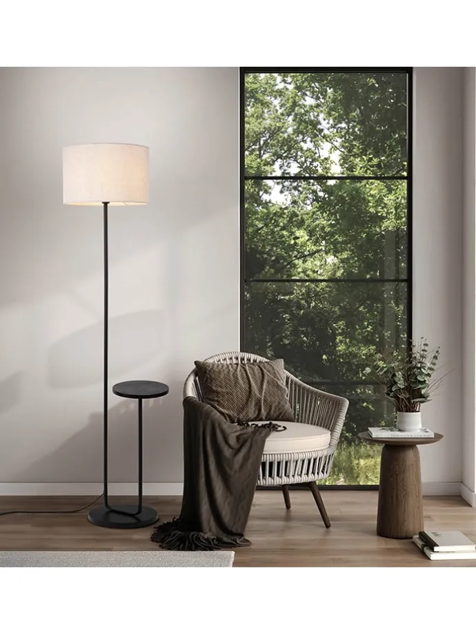 Standleuchte "Tordis" in Creme/ Schwarz - (B)50 x (H)157 cm