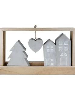 Standrelief "Casa" in Braun/ Grau   - (B)25,5 x (H)15 x (T)5 cm