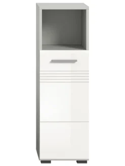 Standschrank in hellgrau/weiß hochglanz  - (B) 30 x (H) 95 x (T) 30