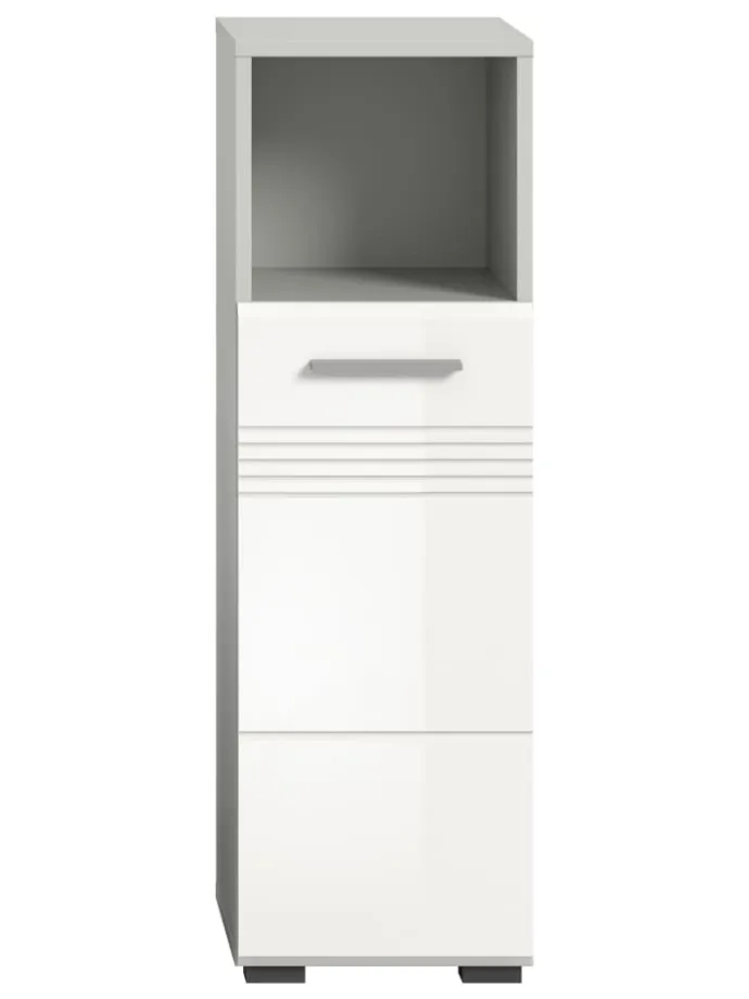 Standschrank in hellgrau/weiß hochglanz - (B) 30 x (H) 95 x (T) 30