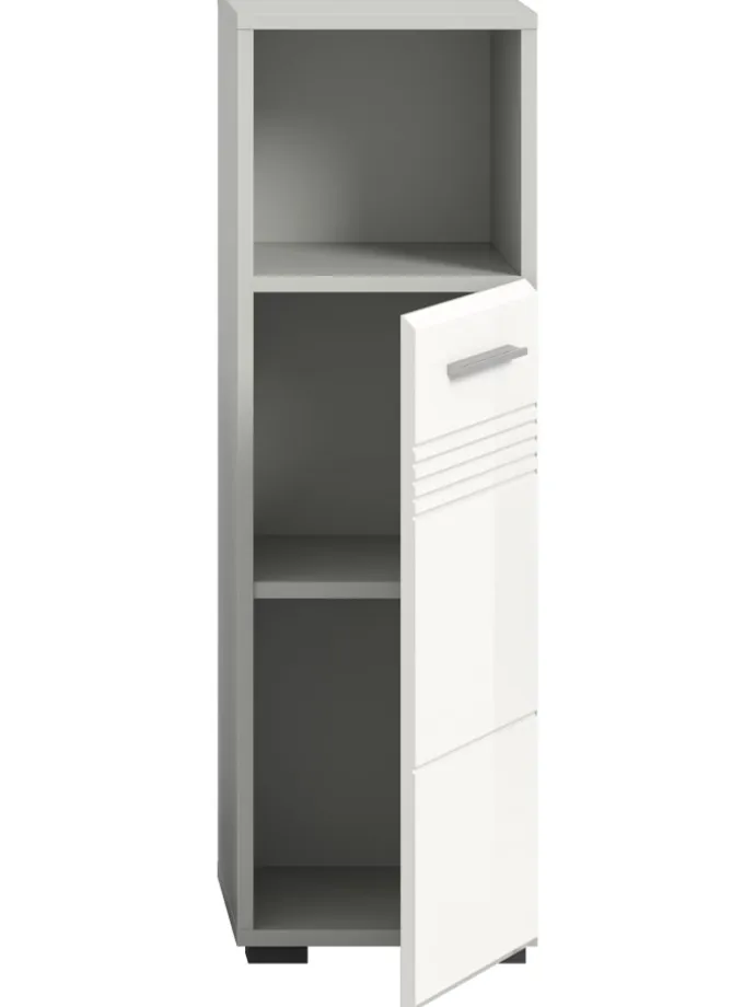 Standschrank in hellgrau/weiß hochglanz - (B) 30 x (H) 95 x (T) 30
