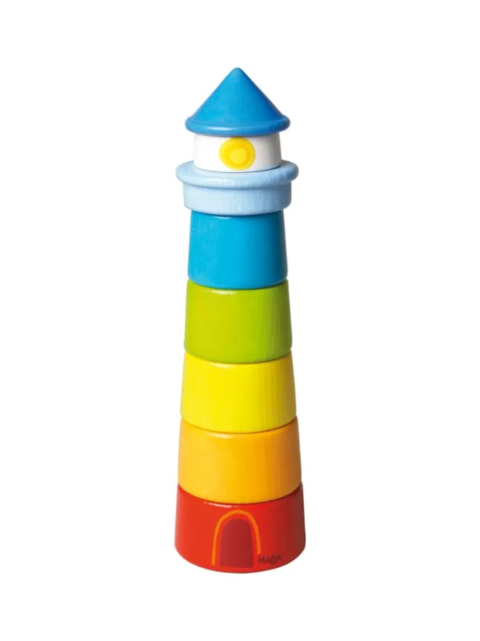 Stapelspielzeug Stapelspiel Leuchtturm in mehrfarbig