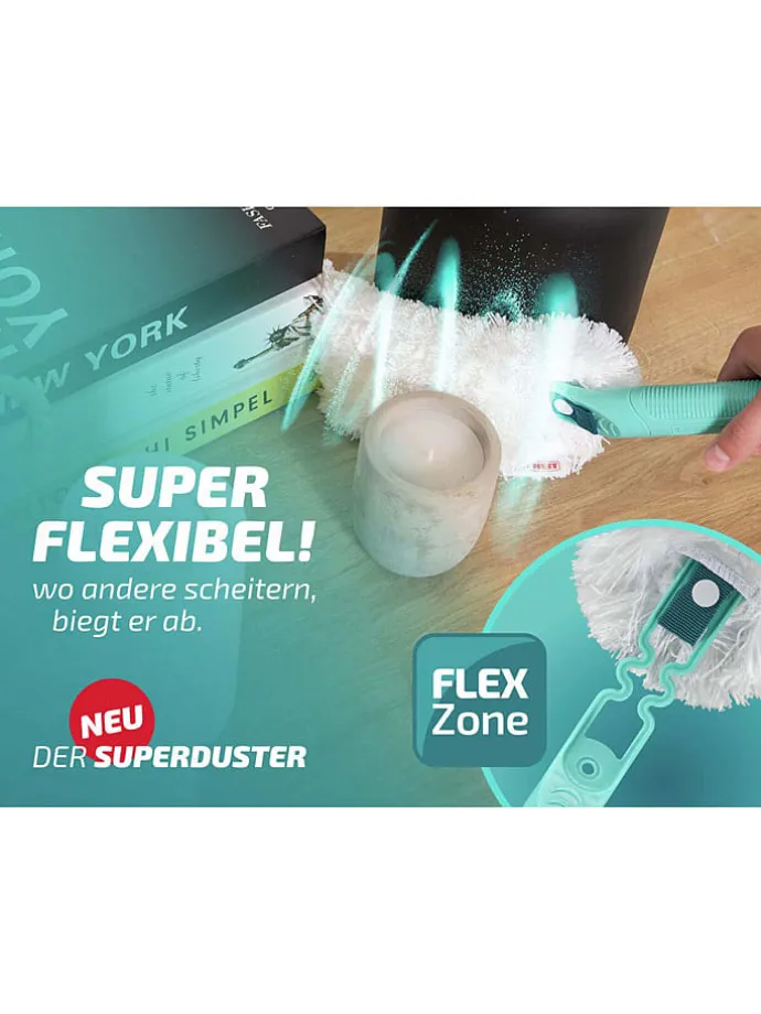 Staubwedel "Superduster" in Türkis/ Weiß