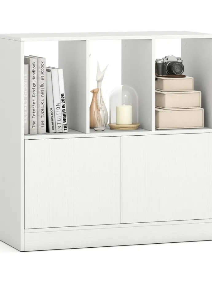3-stöckiges Bücherregal mit 2 Türen 70 x 30 x 70 cm in Weiß