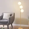 Stehlampe 3-flammige E27 in gold Glasschrim