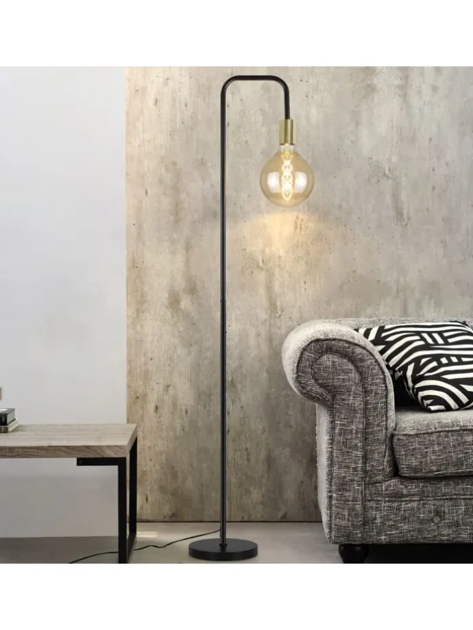 Stehlampe in gold E27 Vintage mit Fußschalter H 157cm