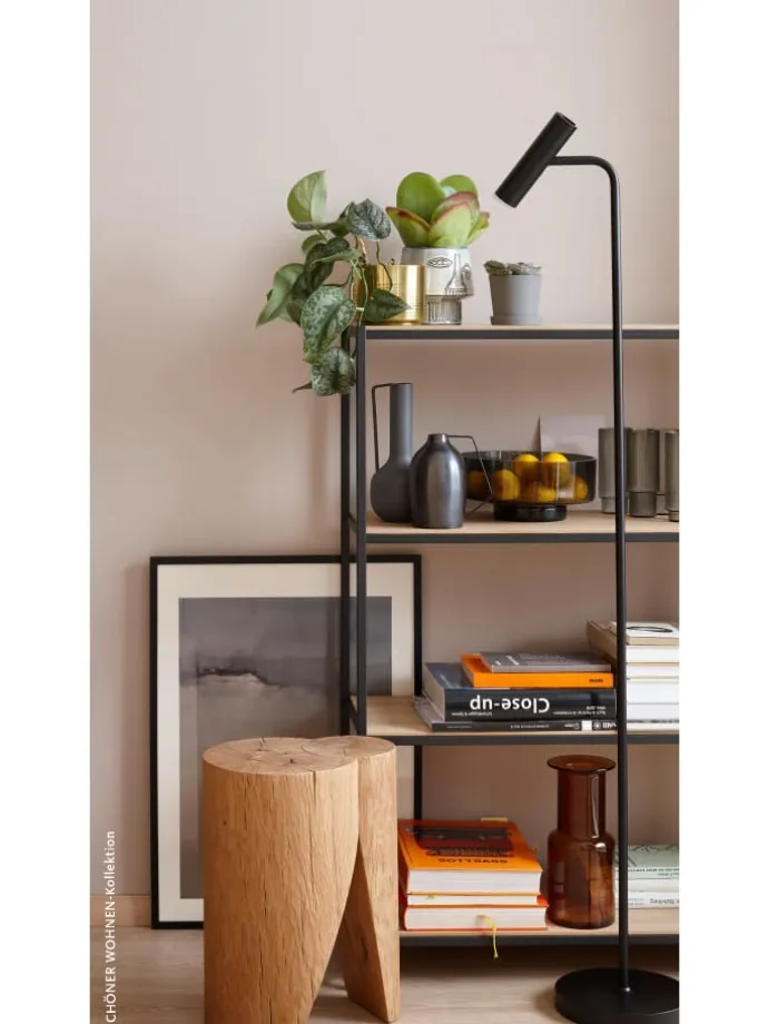 Stehleuchte Stina in schwarz - (H) 154 cm x Ø 23 cm