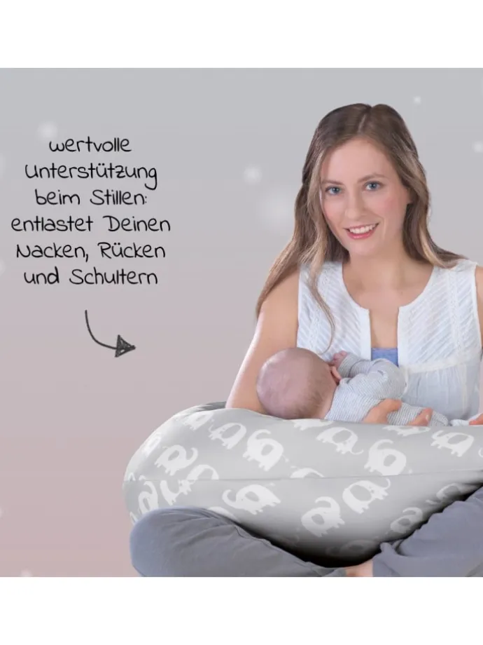 Stillkissen Das Komfort mit Mikroperlen-Füllung in grau,motiv