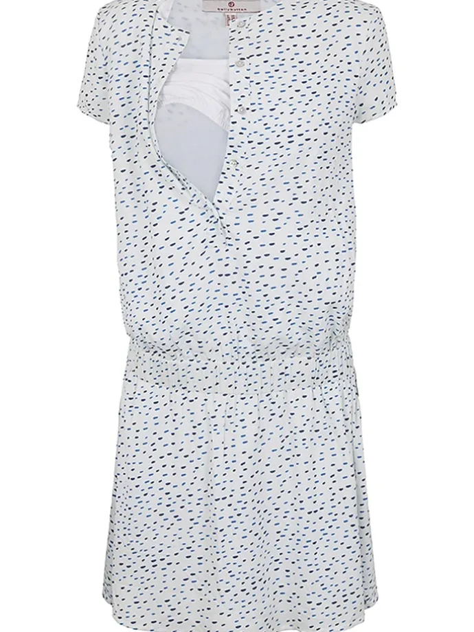 Stillkleid in Weiß/ Blau