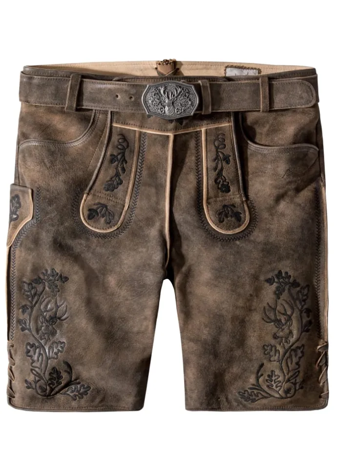 Stockerpoint Trachtenlederhose Edgar in kiesel gespeckt-schwarz