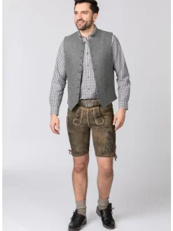 Stockerpoint Trachtenlederhose Edgar in kiesel gespeckt-schwarz