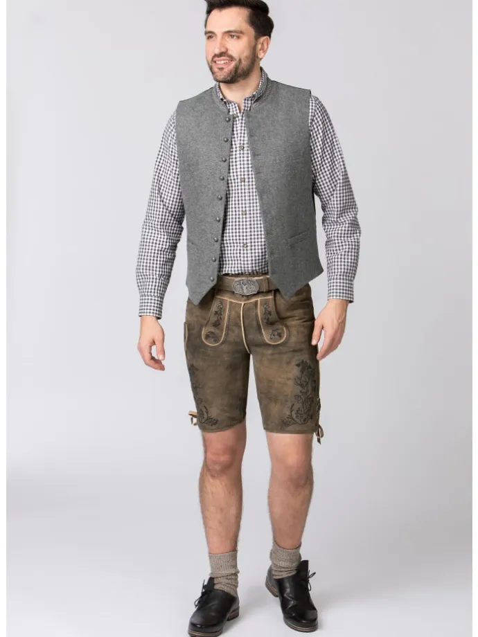 Stockerpoint Trachtenlederhose Edgar in kiesel gespeckt-schwarz